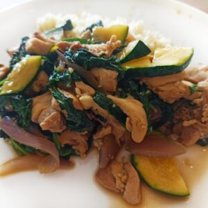 Kip teriyaki met spinazie