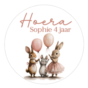 10x traktatiesticker bunny roze